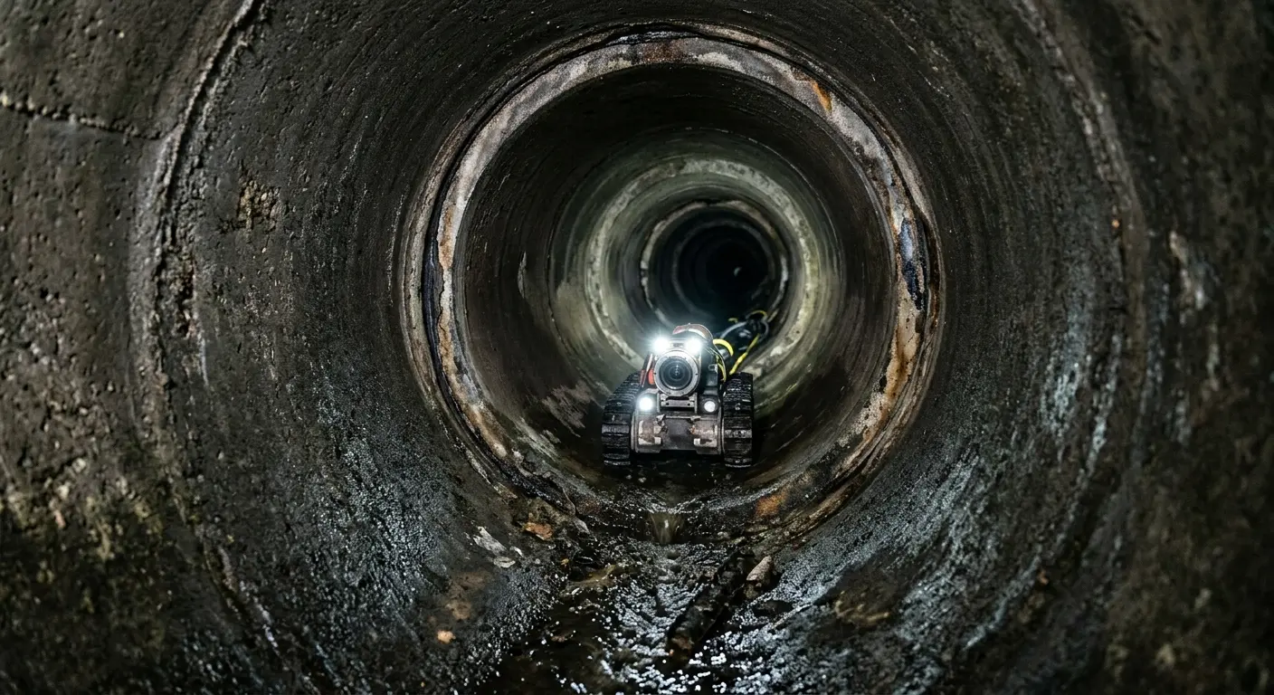 Robotic sewer camera inspecting pipe interior for Drain Snake Service in Sudbury